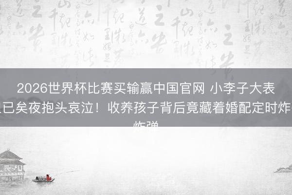 2026世界杯比赛买输赢中国官网 小李子大表姐已矣夜抱头哀泣!收养孩子背后竟藏着婚配定时炸弹