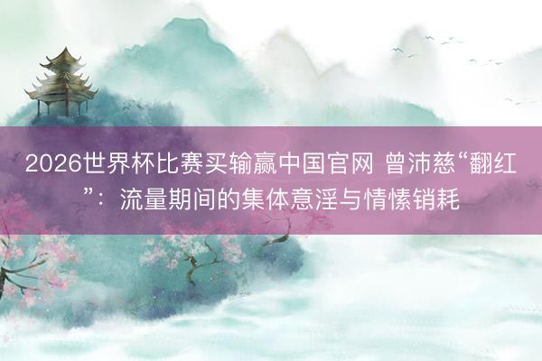 2026世界杯比赛买输赢中国官网 曾沛慈“翻红”：流量期间的集体意淫与情愫销耗