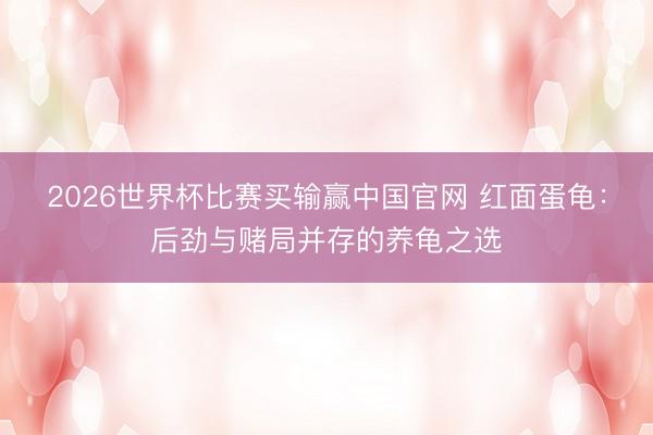 2026世界杯比赛买输赢中国官网 红面蛋龟:后劲与赌局并存的养龟之选