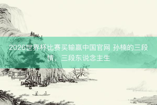 2026世界杯比赛买输赢中国官网 孙楠的三段情,三段东说念主生
