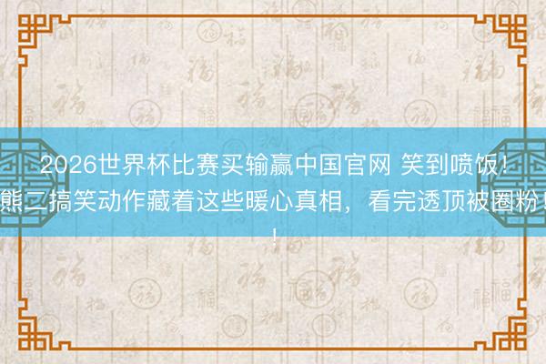 2026世界杯比赛买输赢中国官网 笑到喷饭!熊二搞笑动作藏着这些暖心真相,看完透顶被圈粉!