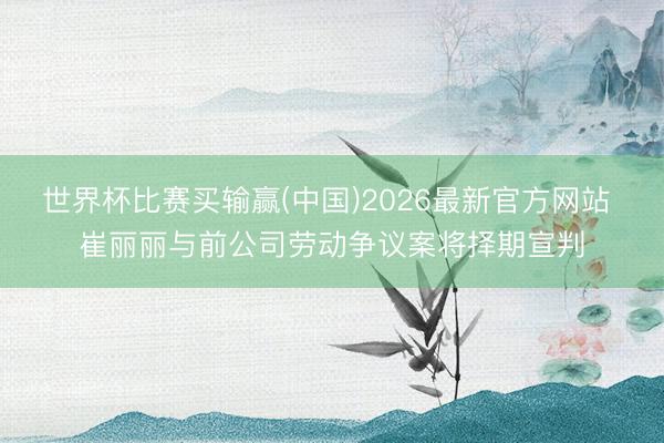 世界杯比赛买输赢(中国)2026最新官方网站 崔丽丽与前公司劳动争议案将择期宣判