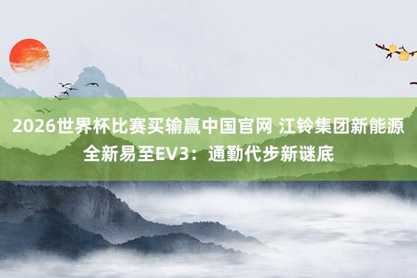 2026世界杯比赛买输赢中国官网 江铃集团新能源全新易至EV3:通勤代步新谜底